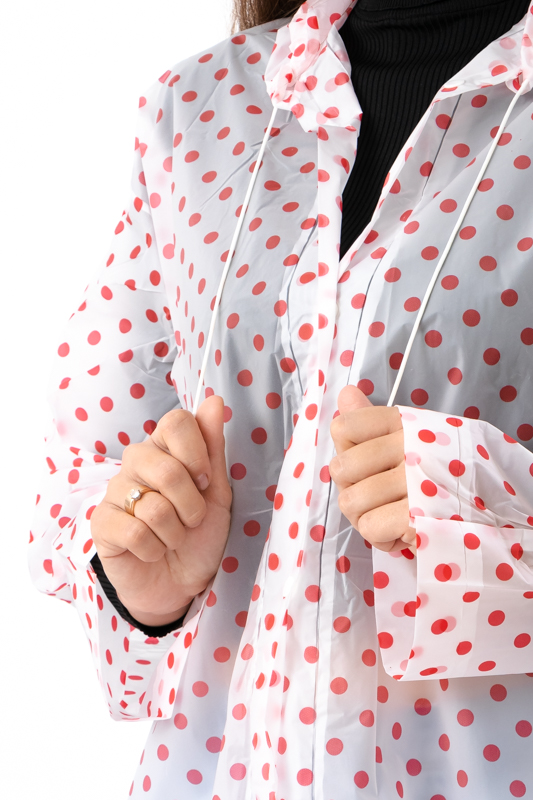 Дощовик універсальний з капюшоном в горох